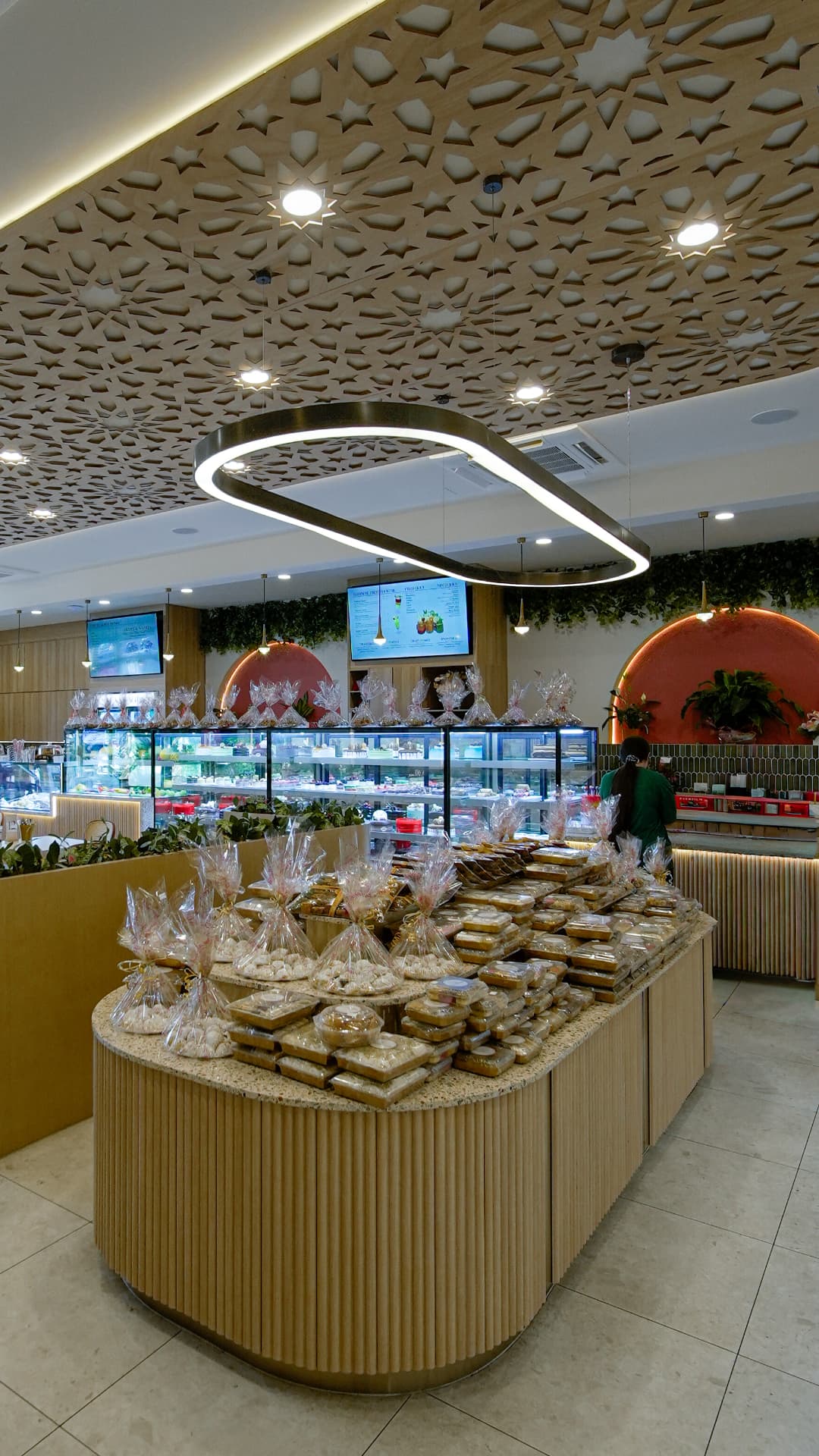 Kasr Sweets interior with display cases of fresh sweets